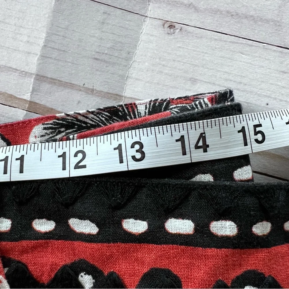 Tahari 100% European Flax Tropical Print Belted Shorts in Orange Black size 8 - Picture 8 of 10